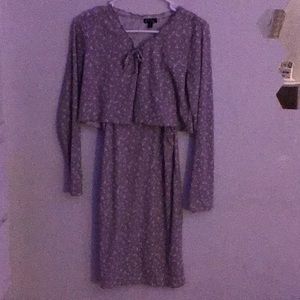 Purple floral print two peice dress